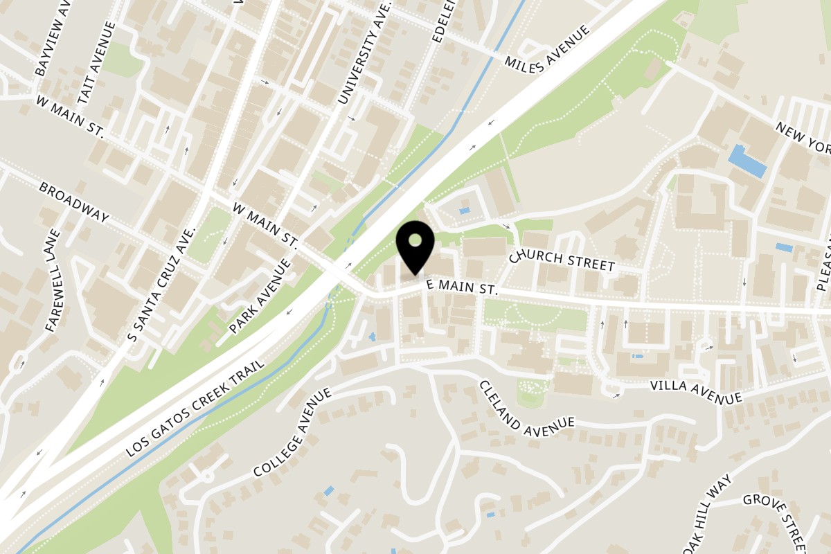 Map showing the location of Namaste Indian Cuisine Los Gatos on 35 E Main St in Los Gatos