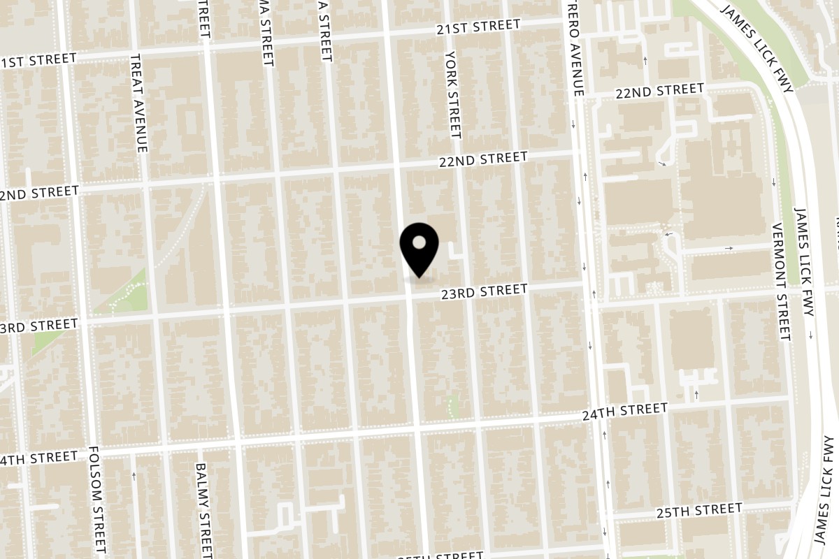 Map showing the location of Namaste Indian Cuisine San Francisco on 2844-2848 23rd St in San Francisco